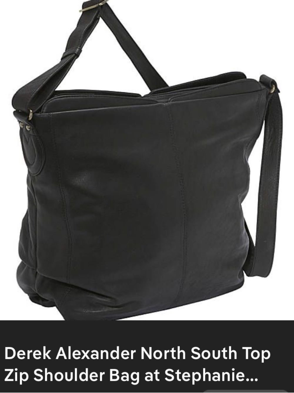 Derek Alexander Black Leather North-South Shoulder Bag